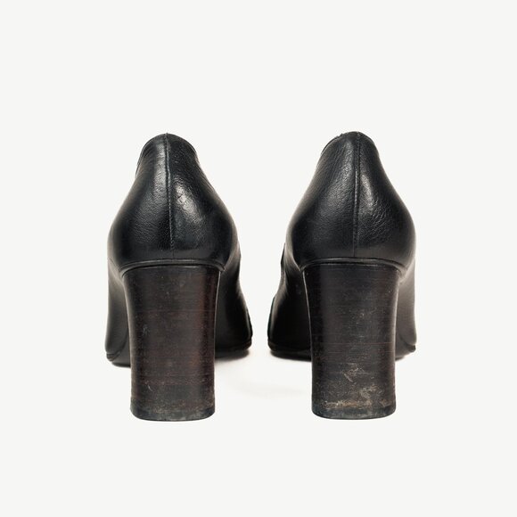 Gucci Black Leather Signature Webbing Logo Round-Toe Pumps - Picture 4 of 11